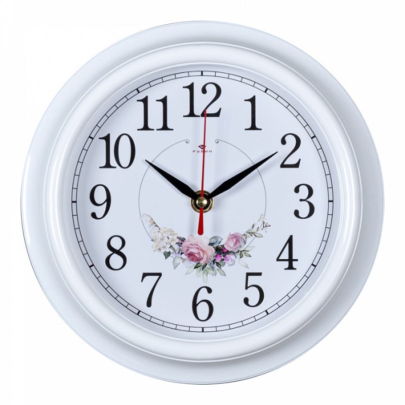 Часы настенные кргу СН 2121-139, корпус белый  Венок из роз (210х210х40 мм) (10)
