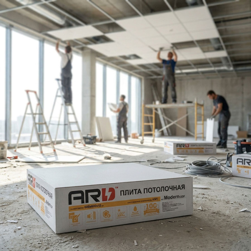 Плита потолочная ARD Modern 12WF 600*600*12 мм (14шт/5,04м2)