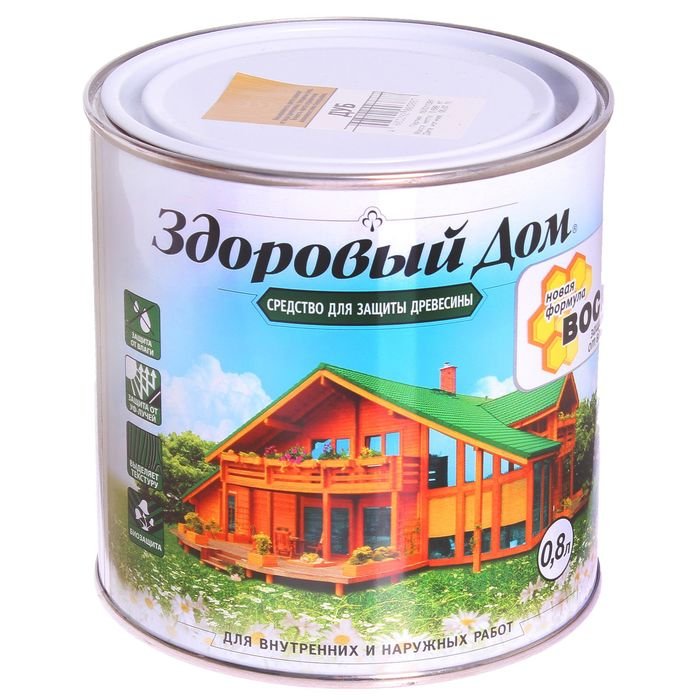 Деревозащитное средство Здоровый Дом еловая зелень 0,8 л