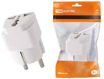 Адаптер универсальный с/з 16А 250В белый TDM/24