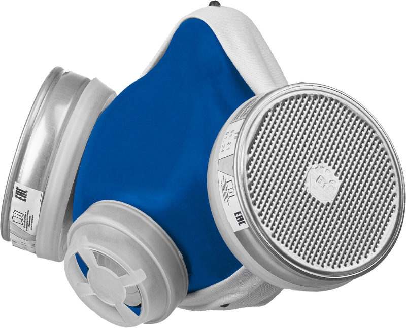 Комплект для защиты дыхания, полумаска+ фильтры кл.A1(орг.пары и газы)РПГ-67 //11140//ЗУБР