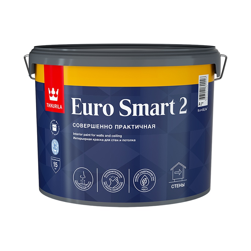 Краска EURO SMART 2 интерьерная A гл/мат 9л