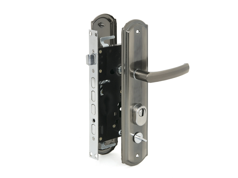 Замок врезной 405, левый (серебр-черн) "PALLADIUM"