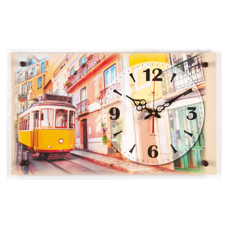 Часы настенные СН 6036 - 011 "Желтый трамвай" прямоугольн (60х36) (5)
