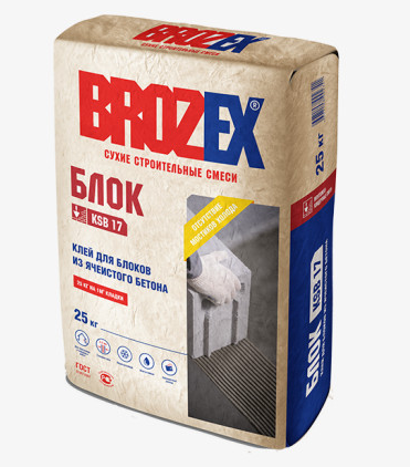 BROZEX Блок KSB-17 Клей для ячеистого бетона, 25кг (48)