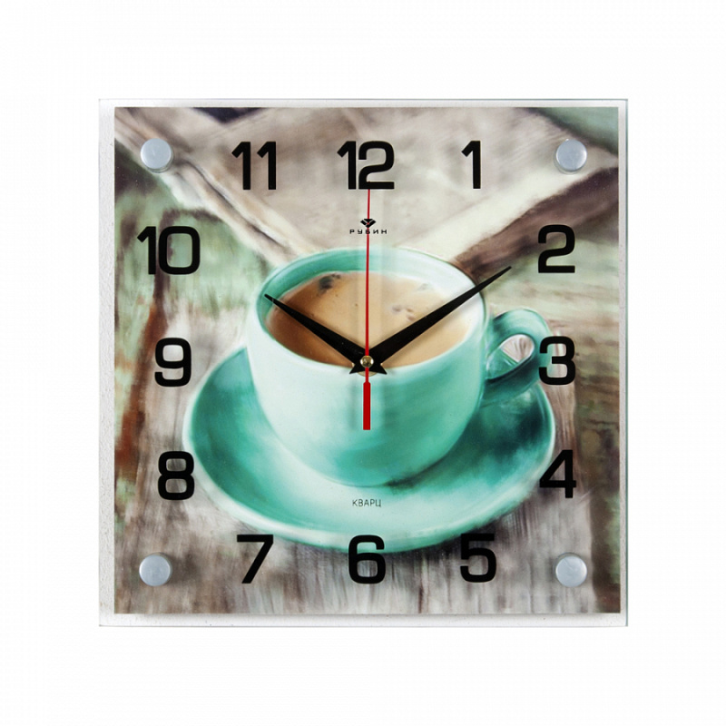 Часы настенные СН 2525-1009 Бирюзовая чашечка кофе квадратные (25х25) (5)