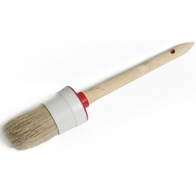 Кисть круглая 45 мм №12, светлая щетина, деревянная ручка, пластмассовый корпус 740-045