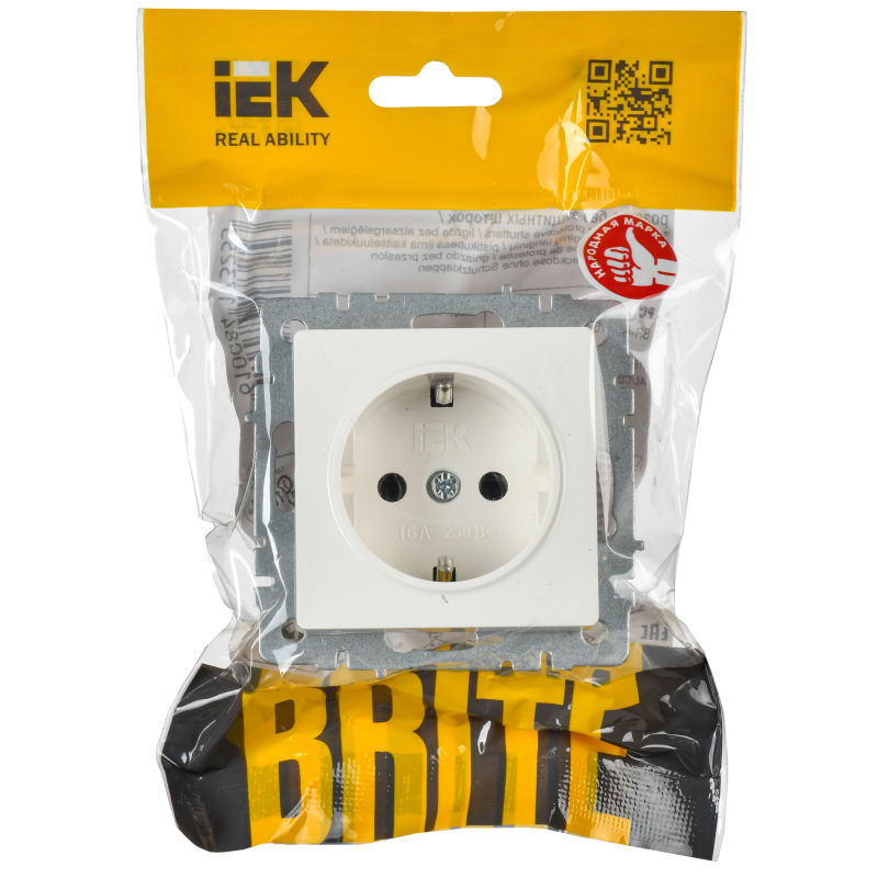 Механизм Розетки СП с з/к/ш 16А в сб. РСР14-1-0-БрБ бел. BRITE IEK