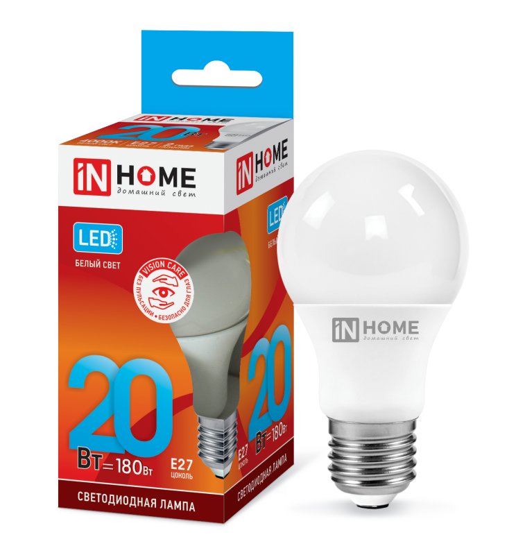 Лампа светодиодная LED-A60-VC 20Вт 230В Е27 4000К 1800Лм IN HOME