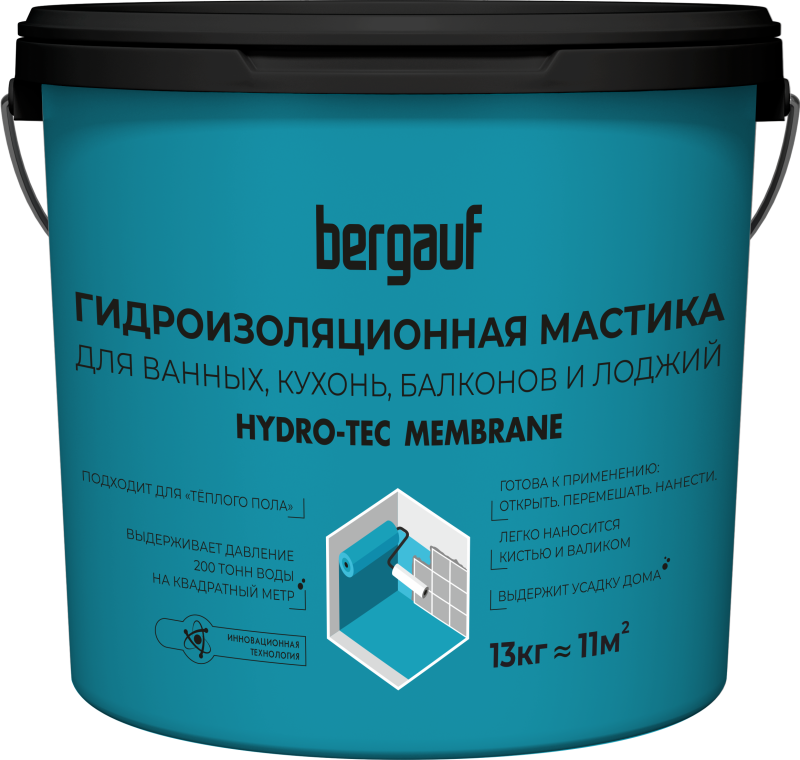 Гидроизоляционная мастика  Hydro-Tec Membrane Bergauf, 13кг (33)