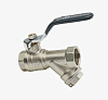 Кран  шаровой с фильтром 1" в/в рычаг. никель "Aqualink" 