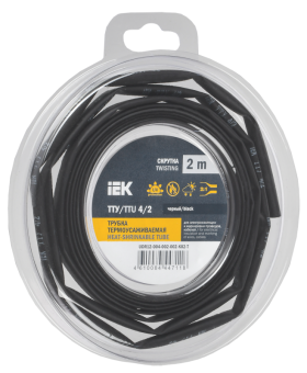 Трубка термоусадочная ТТУ нг-LS 4/2 черная (2м/упак) IEK (упак.300/50/2)