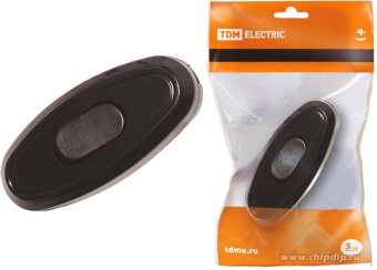 Выключатель на шнур 6А 250В черный 	TDM/80