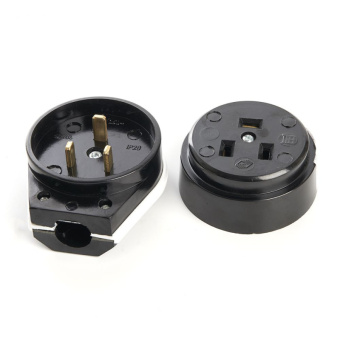 Вилка с розеткой разборные, открытой установки с заземлением, для плит, 250В, 32А, черные, PPG32-51-