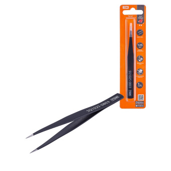 Пинцет прямой 120 мм плоское жало 3 мм Рубин TDM