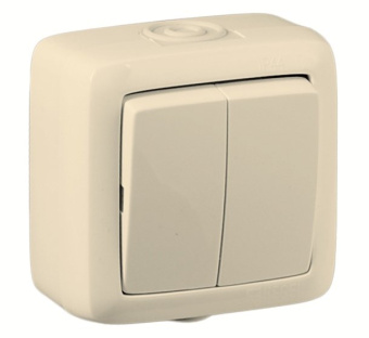 Выключатель ОП 2 кл. Alfa IP44 цвет слоновая кость (упак. 15 шт.)