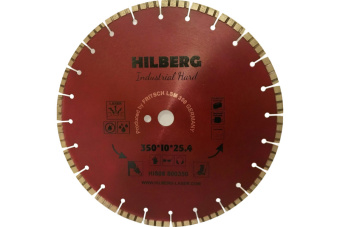 Диск алмазный сегм-турбо по бетону 350*10*25.4 мм Industrial Hard Hilberg HI808