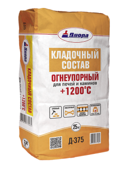 Кладочный состав для печей и каминов Диола-375, 10 кг Кладочный состав для печей и каминов Диола-375, 10 кг