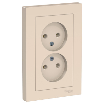 Розетка СП 2-мест. без з/к без з/ш 16А бежевый ATLASDESIGN
