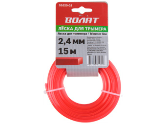 Леска ВОЛАТ 2,4 мм L 15 м квадрат, на подвесе