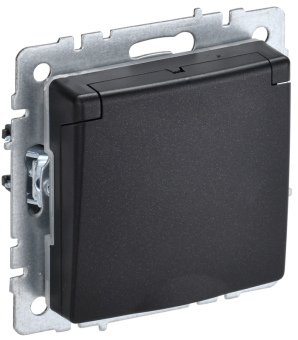 Механизм Розетки СП с з/к/ш с кр. 16А IP44 РСбш10-3-44-БрЧ черн. BRITE IEK (упак.100/10)