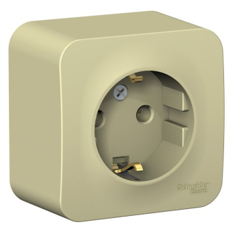 Розетка ОП 1-мест. з/к, изолир.пл. 16А, 250В, бежевый BLANCA