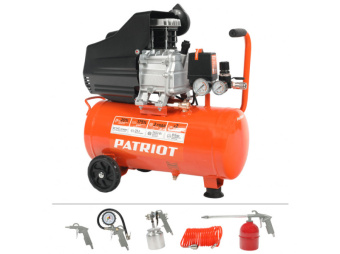 Компрессор пневматический 1500 Вт 24 л EURO 24-240K + набор пневмоинструмента PATRIOT KIT 5В