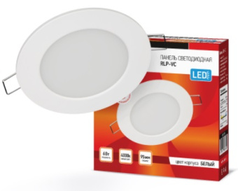 Панель светодиодная встраиваемая круглая 6Вт 4000К 420Лм 95 мм RLP-VC белая IP40 IN HOME