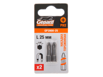 Бита Ph 2*25 мм торсионная GEPARD GP3900-25 2 шт