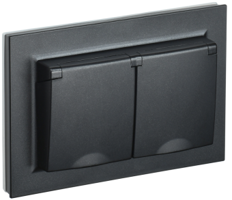 Розетка СП 2-я с кр. 16А в сб IP44 РСбш12-3-44-БрЧ черн. BRITE IEK (упак.100/10)