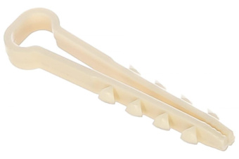 Дюбель хомут 10-5 мм нейлон белый (100шт) для плоского кабеля (кор.50упак)