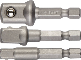 Набор для торцовых головок, E1/4″ - 1/4″, E1/4″ - 3/8″, E1/4″ - 1/2″, ЗУБР ЭКСПЕРТ 3 предмет