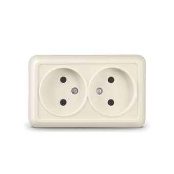 Розетка ОП 2-мест. без з/к без з/ш 16А 220В бежевая "Олимп" UNIVersal Розетка ОП 2-мест. без з/к без з/ш 16А 220В бежевая "Олимп" UNIVersal