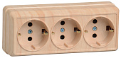 РС23-3-ОС Розетка 3местн. с з/к 16А откр.уст. ОКТАВА (сосна) (упак.240/20)