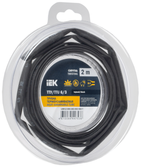 Трубка термоусадочная ТТУ нг-LS 6/3 черная (2м/упак) IEK (упак.250/50/2)