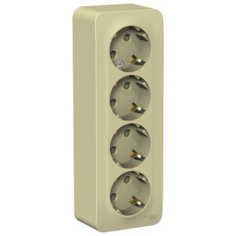 Розетка ОП 4-мест. з/к, з/ш, изол.пл,16А, 250В, бежевый BLANCA (упак.4)