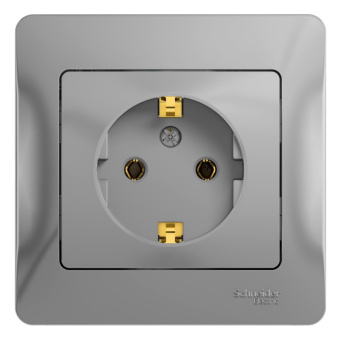 Розетка СП 1-мест. з/к алюминий GLOSSA  GSL000342
