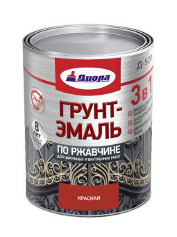 Грунт-эмаль 3 в 1 по ржавчине Диола-520 красный 0,8 кг