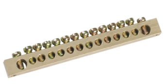 Шина PEN "земля-ноль" 6х9мм 8/2 (8групп/креп по краям) ИЭК (упак.960/10)