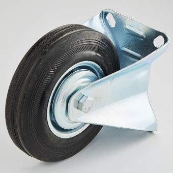 Колесо неповоротное, черная резина, платформа, d75 мм (40кг)\\FC92+