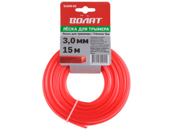 Леска ВОЛАТ 3,0 мм L 15 м квадрат, на подвесе