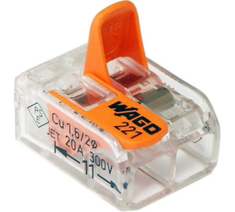 Клемма универсальная на 2 провода.0,2-4,0 мм2 221-412 WAGO (уп.6 шт)