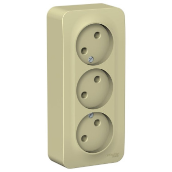 Розетка ОП 3-мест. без з/к без з/ш с изолир.пласт. 16А, 250В, бежевый BLANCA (упак.10)