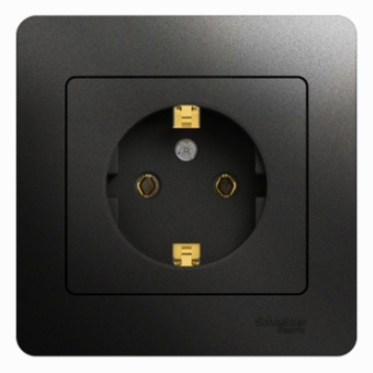 Розетка СП 1-мест. з/к антрацит "GLOSSA" GSL000742