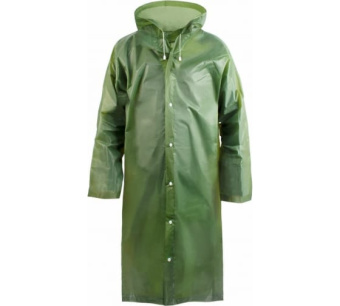 Плащ-дождевик на кнопках с капюшоном зеленый Komfi 50