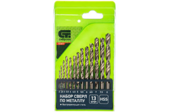 Набор сверл по металлу 13 штук 2-8 мм HSS Сибртех 723877