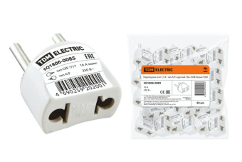 Переходник (тип С1-В - тип A/F) круглый 16A 250В белая TDM