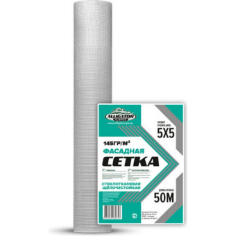 Сетка фасадная Alligator ALBINOS белая плотность 160 гр/м.кв., ячейка 5*5 мм, рулон 1*50 м