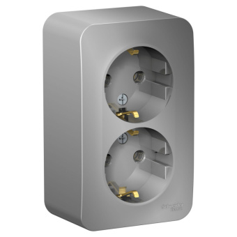 Розетка ОП 2-мест. з/к 16А, 250В, изолир. пл., алюминий BLANCA (упак.4)