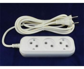 Сет. удл. Jett (ДЖЕТТ) ПВС 2х0.75 3 роз.  5 м 10А белый РС-3